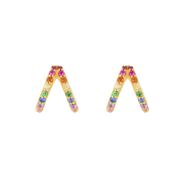 Rainbow Split Huggies by Carbon & Hyde - Yellow Gold - Earrings - Broken English Jewelry