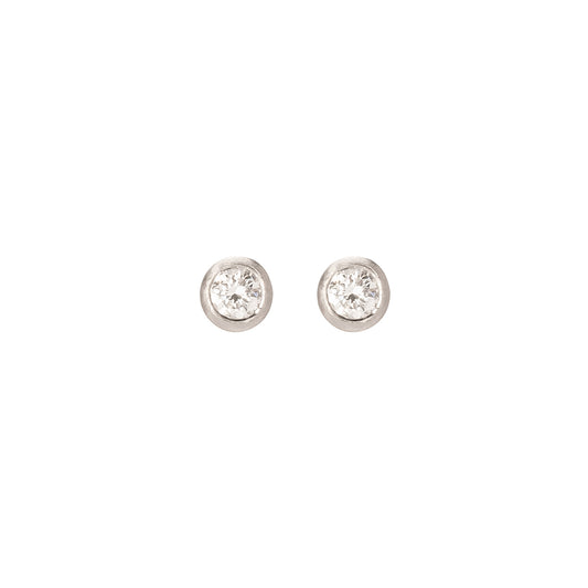 Round Diamond Studs - White Gold - Main Img