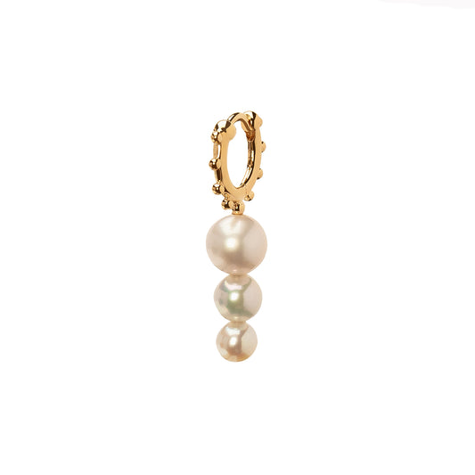 Sea Anemone Triple Drop Huggie - Pearl - Main Img
