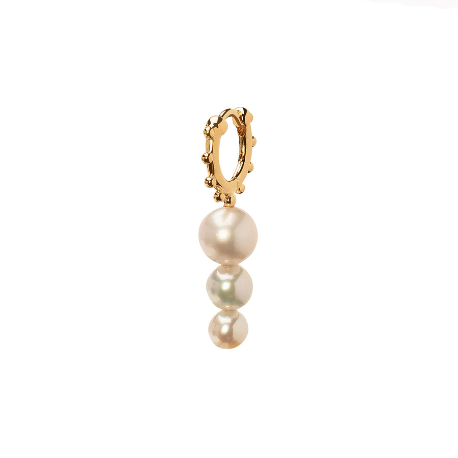 Hirotaka Sea Anemone Triple Drop Huggie - Pearl - Earrings - Broken English Jewelry