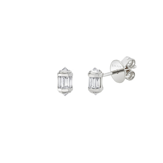 Ripple Diamond Studs - White Gold - Main Img