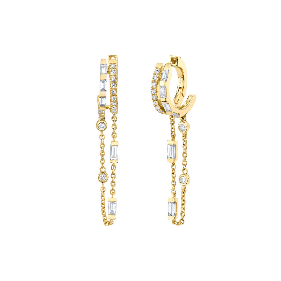 SHAY Double Fringe Mixed Diamond Huggies - Yellow Gold - Earrings - Broken English Jewelry