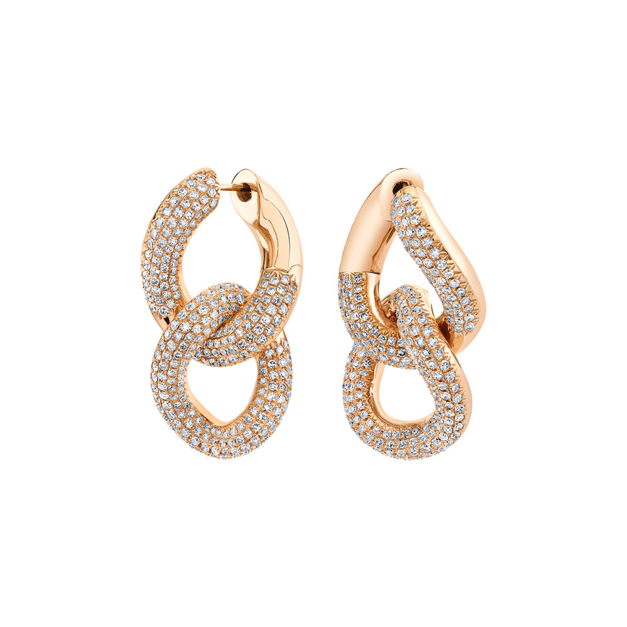 SHAY Pave Diamond Double Partial Flat Link Earrings - Earrings - Broken English Jewelry
