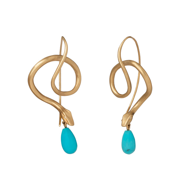 Annette Ferdinandsen Turquoise Serpent Earrings - Broken English Jewelry