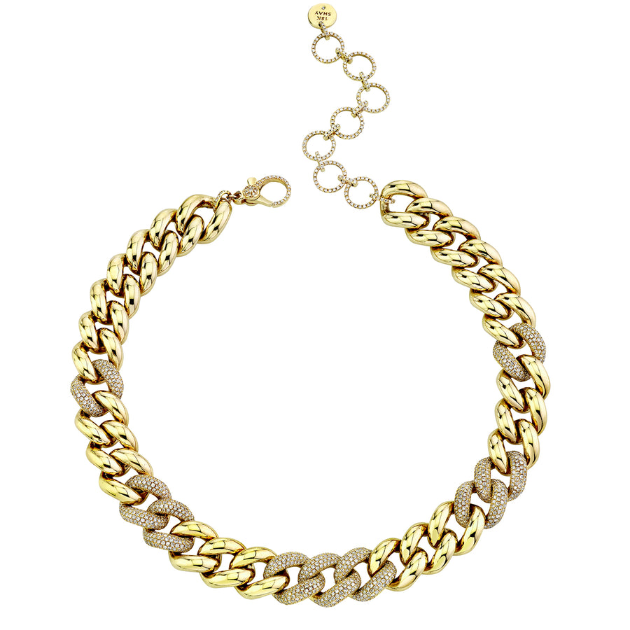 SHAY Jumbo Alternating Diamond Link Necklace - Yellow Gold - Broken English Jewelry