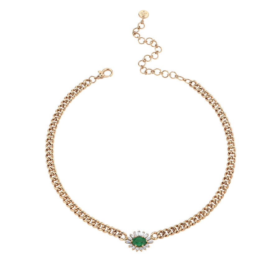 SHAY Mini Emerald and Diamond Evil Eye Gold Link Necklace - Necklaces - Broken English Jewelry