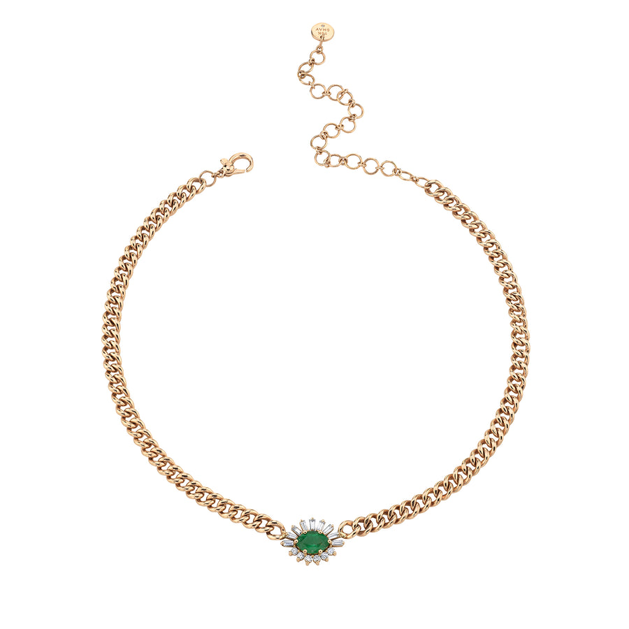 SHAY Mini Emerald and Diamond Evil Eye Gold Link Necklace - Necklaces - Broken English Jewelry