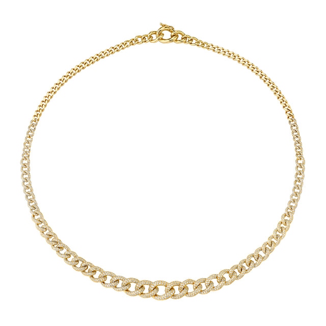 SHAY Gradual Pave Diamond Link Necklace - Yellow Gold - Necklaces - Broken English Jewelry