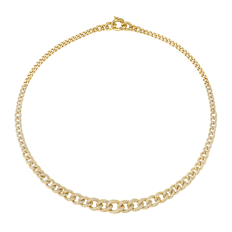 SHAY Gradual Pave Diamond Link Necklace - Yellow Gold - Necklaces - Broken English Jewelry