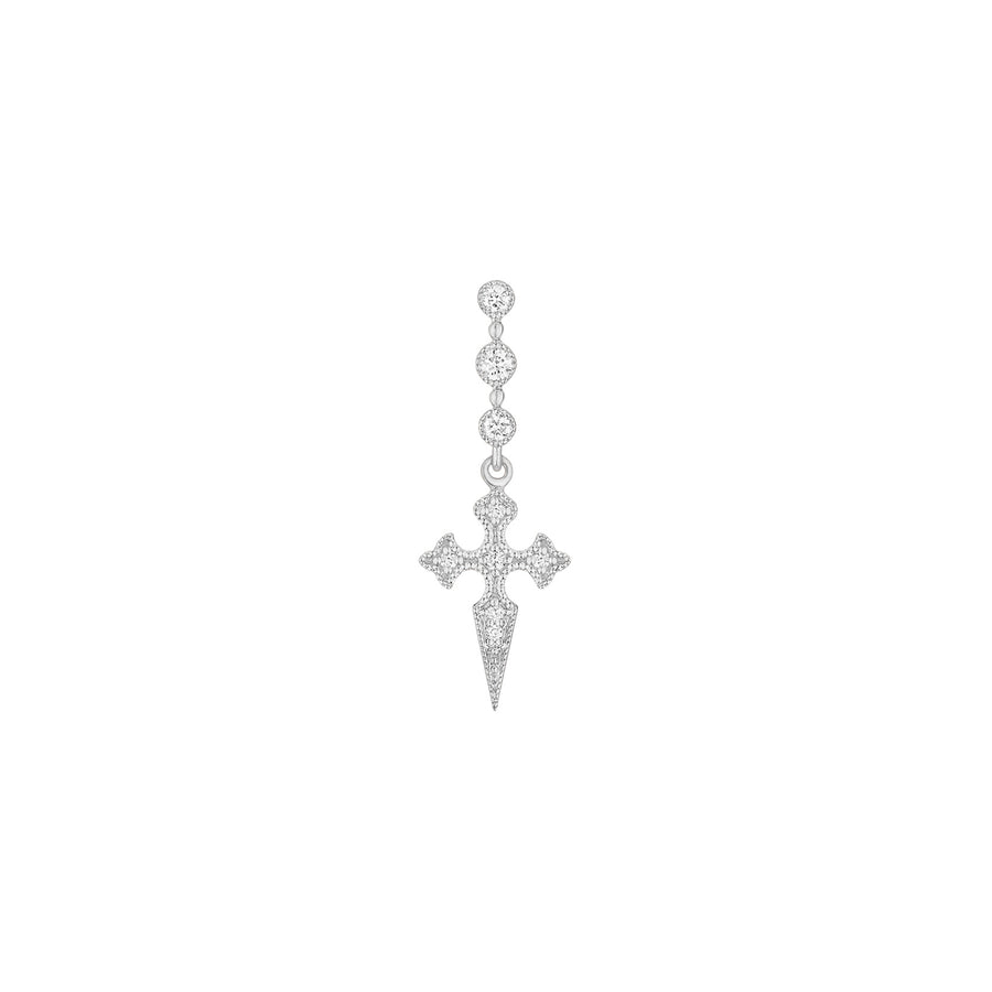 Stone Paris Barette Earring - White Gold - Broken English Jewelry