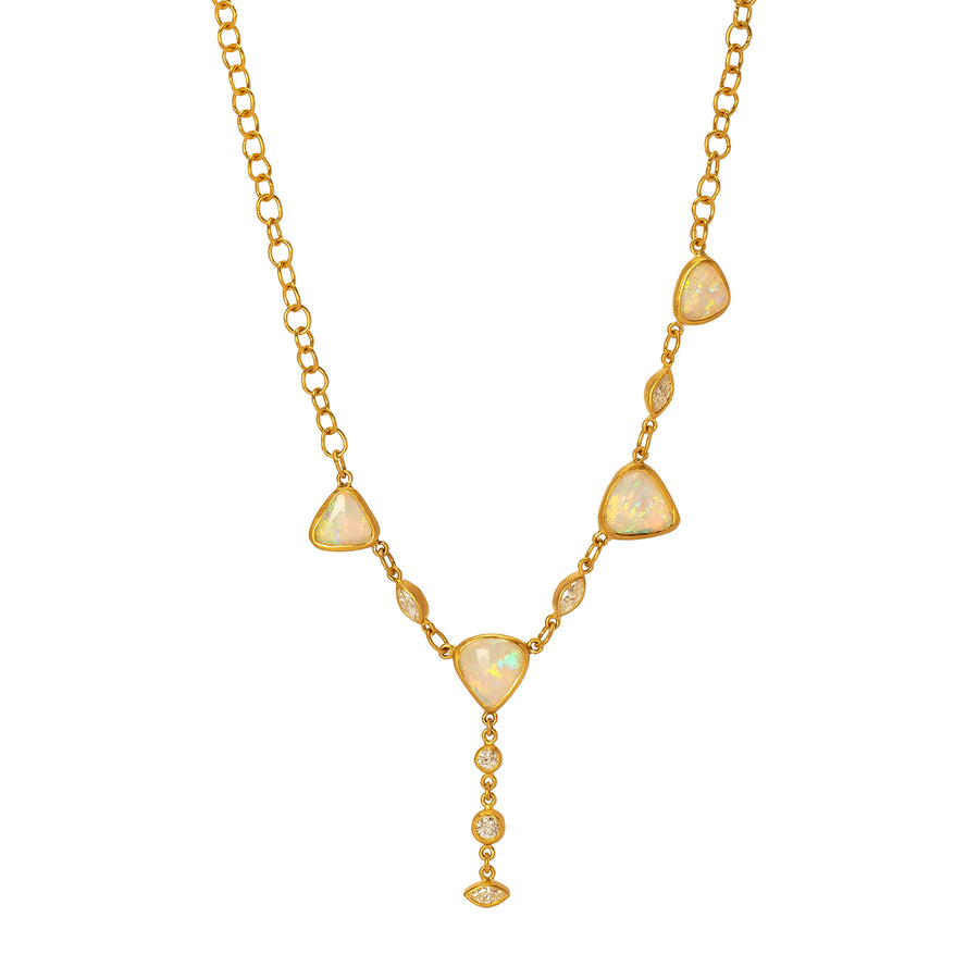 Loriann Stevenson Australian Crystal Opal Station Necklace - Necklaces - Broken English Jewelry