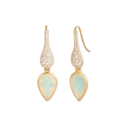 Crystal Opal & Diamond Drop Earrings - Main Img