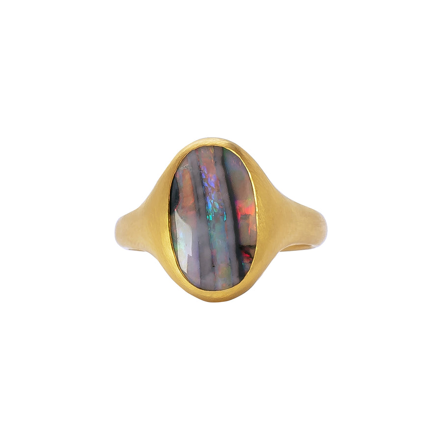 Loriann Stevenson Lightning Ridge Striped Black Opal Ring - Broken English Jewelry