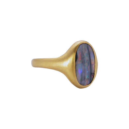 Lightning Ridge Striped Black Opal Ring