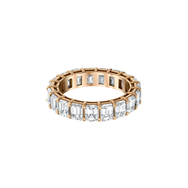 SHAY Diamond Emerald Cut Eternity Band - Rose Gold - Broken English Jewelry