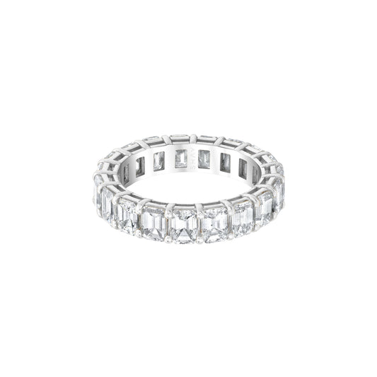 Medium Emerald Cut Diamond Eternity Ring - White Gold - Main Img