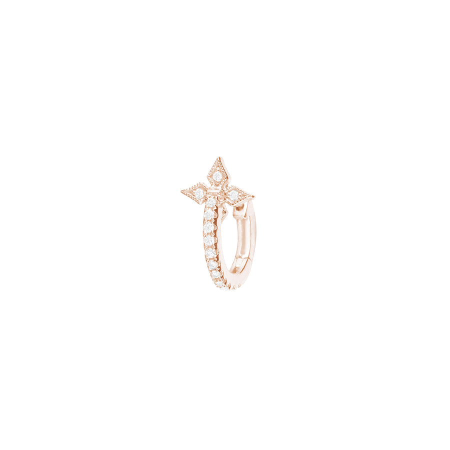 Stone Paris Cross Tiny Hoop - Rose Gold - Earrings - Broken English Jewelry