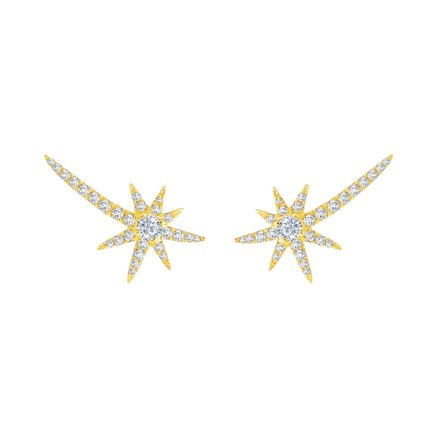 Graziela Shooting Starburst Earrings - Yellow Gold - Broken English Jewelry