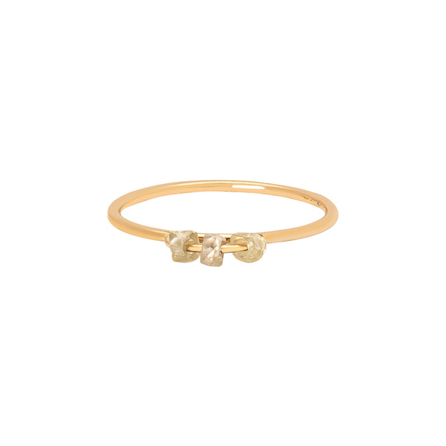 Xiao Wang Stardust Ring - Three Rough Diamond Beads - Broken English Jewelry