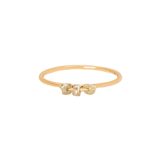 Stardust Ring - Three Rough Diamond Beads - Main Img