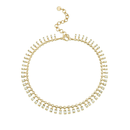 Dot Dash Diamond Necklace - Yellow Gold - Main Img