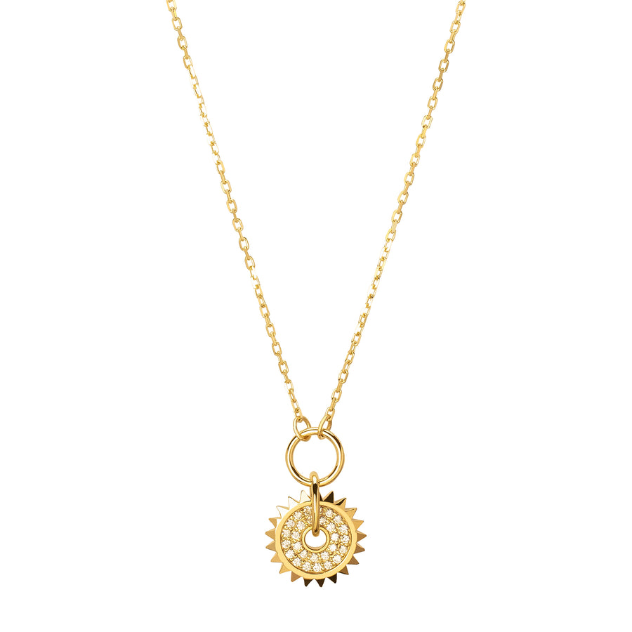 Foundrae Pave Diamond Disk Necklace - Necklaces - Broken English Jewelry