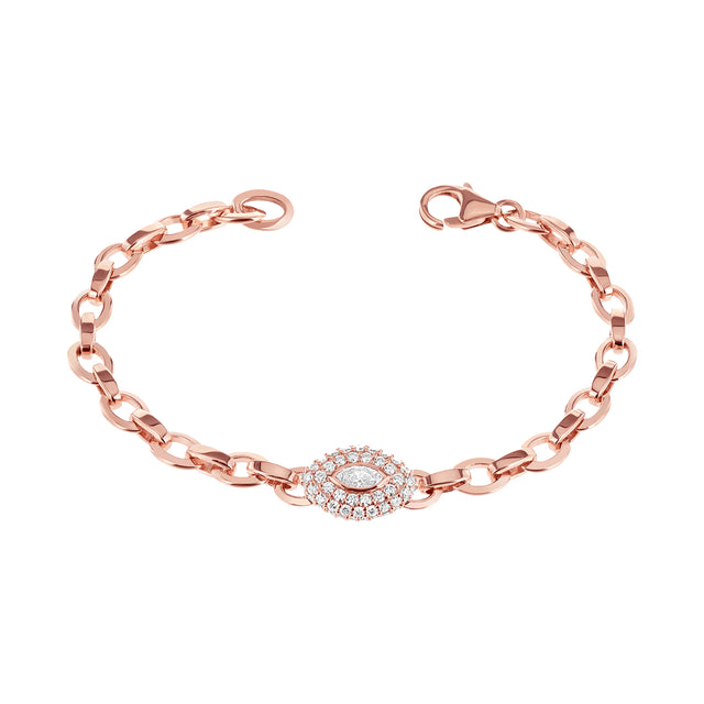 Carbon & Hyde Marquise Link Bracelet - Rose Gold - Broken English Jewelry