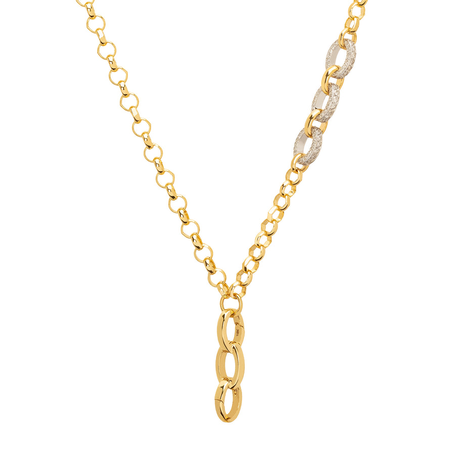 Foundrae Medium Belcher Flexible Extension Diamond Triple Link Chain - 18" - Necklaces - Broken English Jewelry