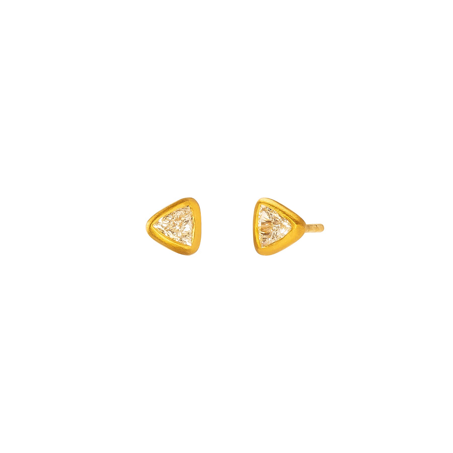 Loriann Stevenson Trillion Cut Diamond Studs - Yellow Gold - Earrings - Broken English Jewelry