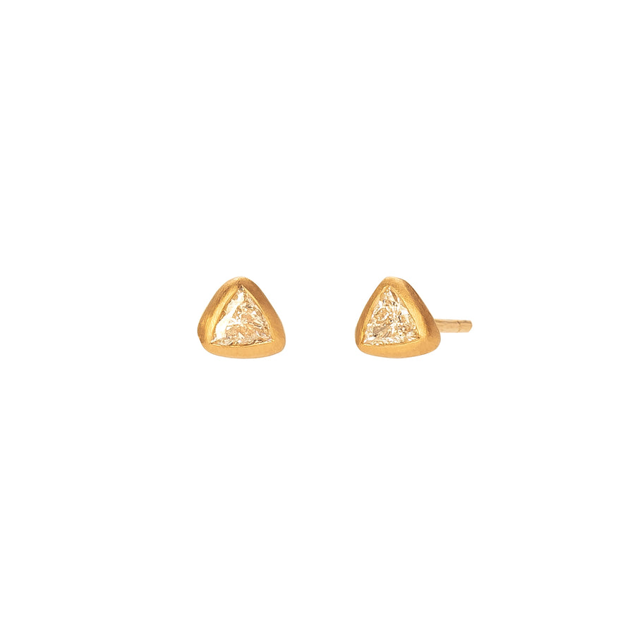 Loriann Stevenson Trillion Cut Diamond Studs - Rose Gold - Earrings - Broken English Jewelry