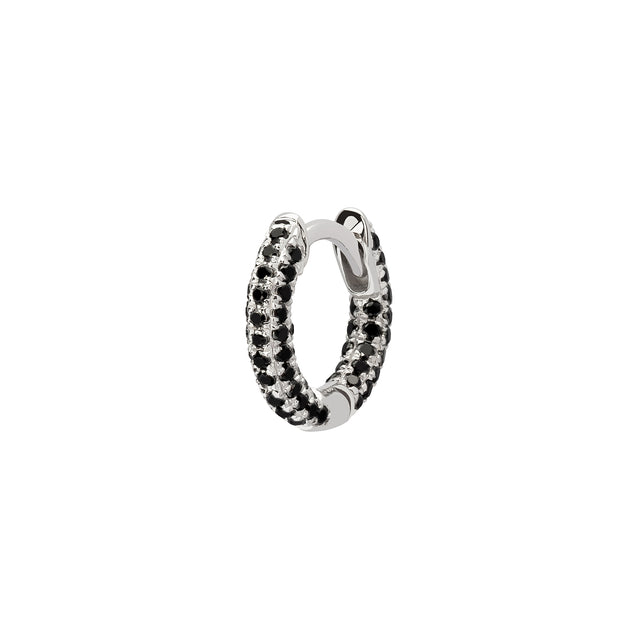 Trouver Five Row Black Diamond Huggie 6.5mm - White Gold - Earrings - Broken English Jewelry