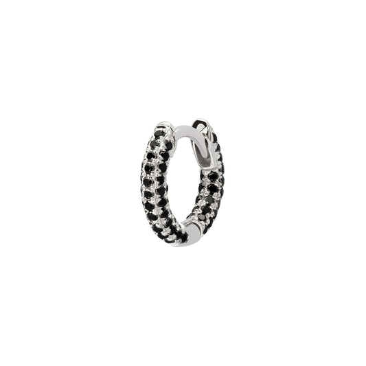 Five Row Black Diamond Huggie 6.5mm - White Gold - Main Img
