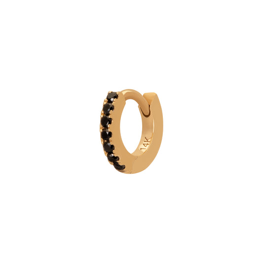 Half Paved Black Diamond Huggie 5mm - Main Img
