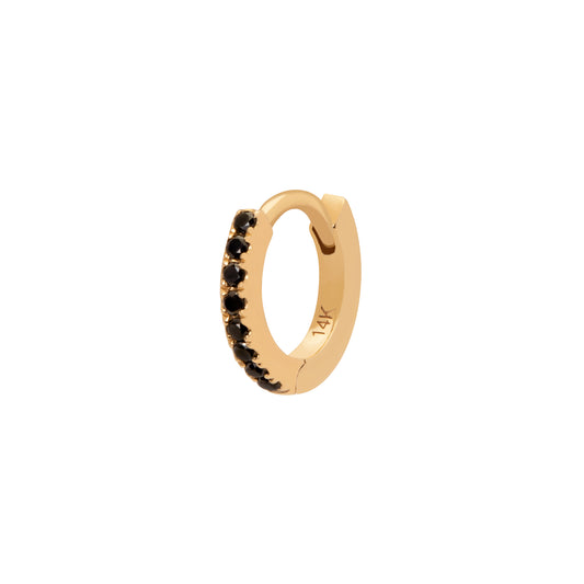 Half Paved Black Diamond Huggie 6.5mm - Main Img