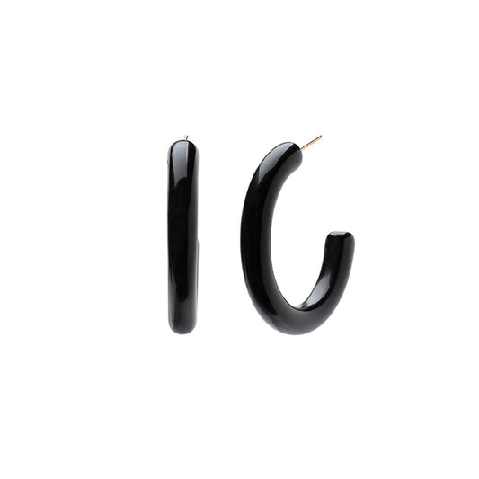 Small Black Acrylic Hoops - Main Img