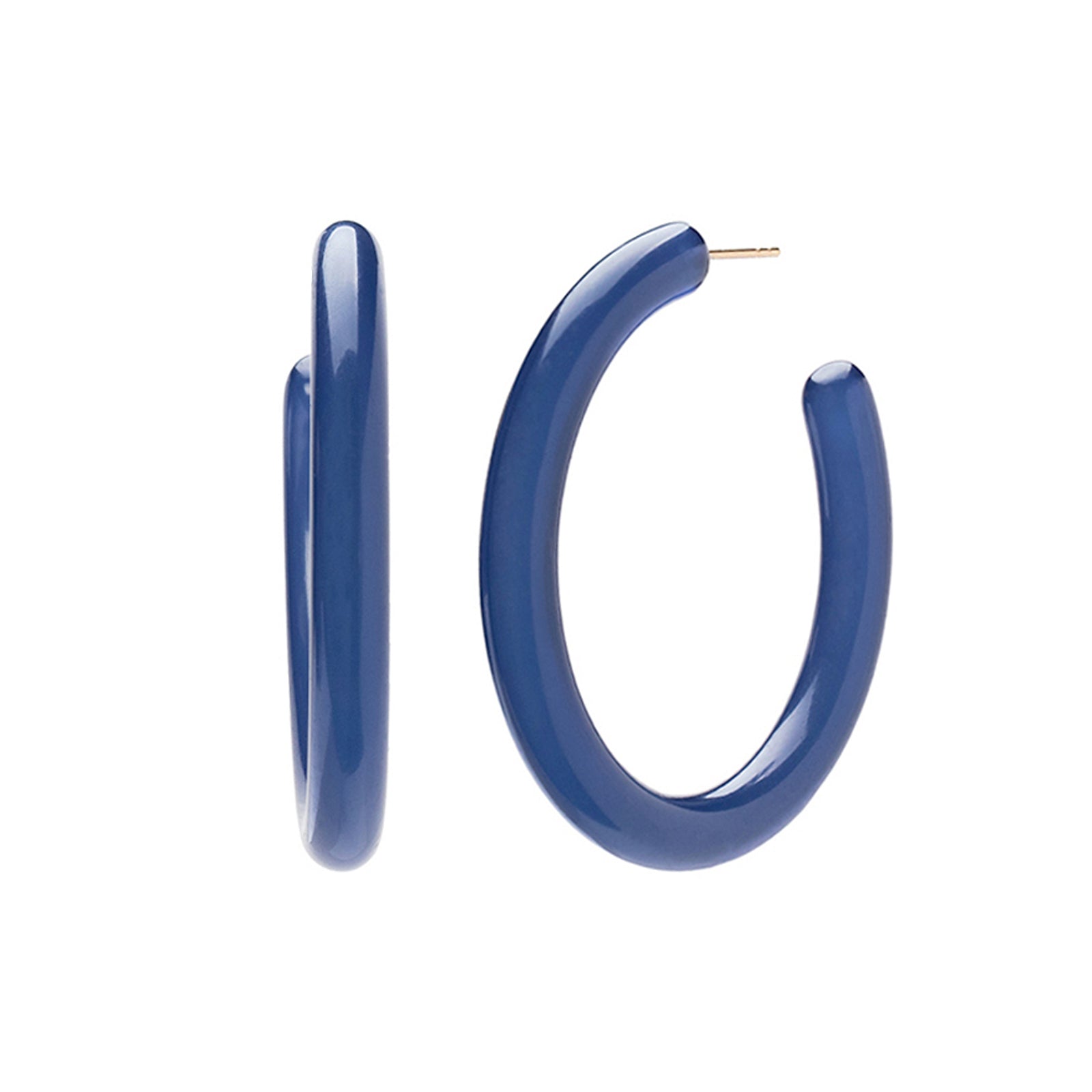 Trouver Large Navy Acrylic Hoops - Earrings - Broken English Jewelry