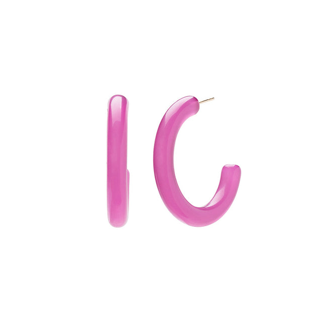Trouver Small Fucshia Acrylic Hoops - Earrings - Broken English Jewelry