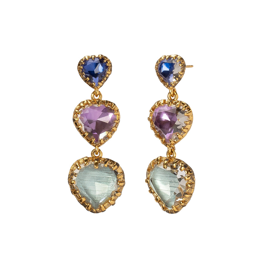 Larkspur & Hawk Valentina 'I love NY' Three Drop Earrings - Blue - Earrings - Broken English Jewelry