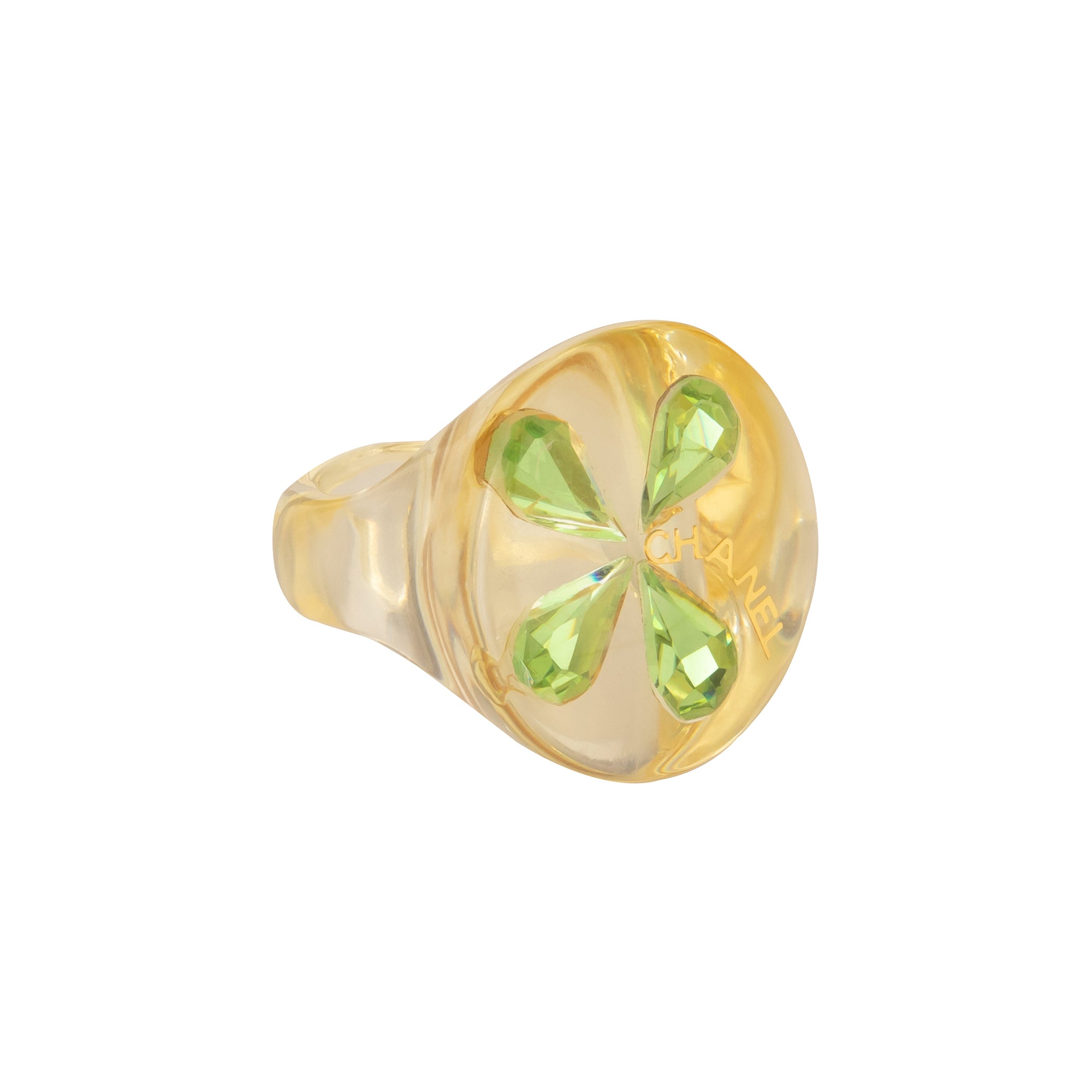 Chanel 4 Green Pear Ring