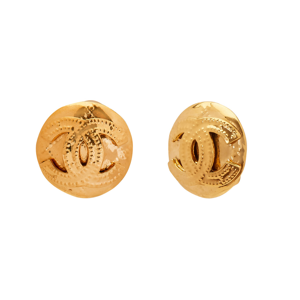 Chanel Quilted Disk Earrings