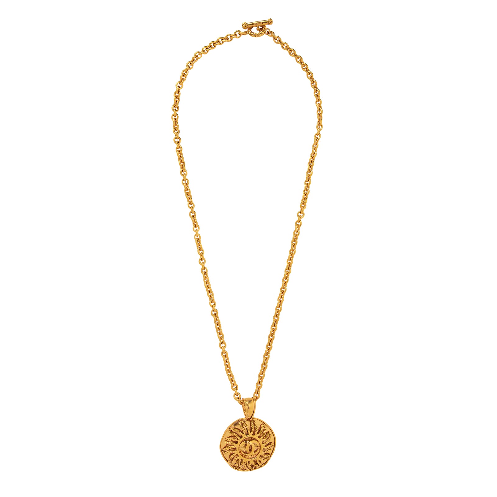 Antique & Vintage Jewelry Chanel Freeform Logo Disk Pendant Necklace - Necklaces - Broken English Jewelry