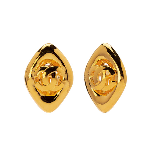 Chanel Diamond Shaped Logo Earrings - Main Img