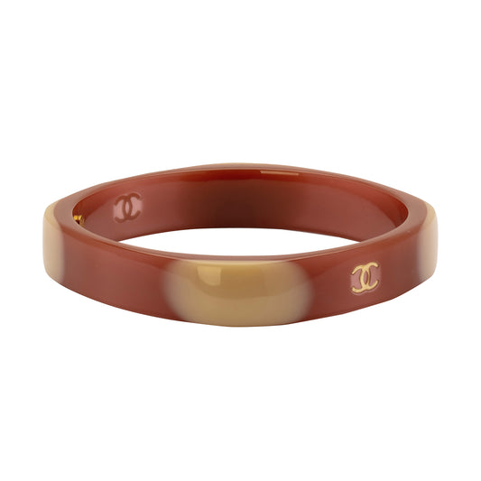 Chanel Brown & White Acrylic Bangle