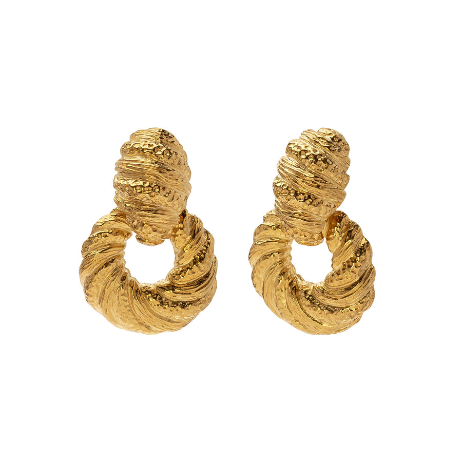 Antique & Vintage Jewelry Textured Clip On Earrings - Earrings - Broken English Jewelry