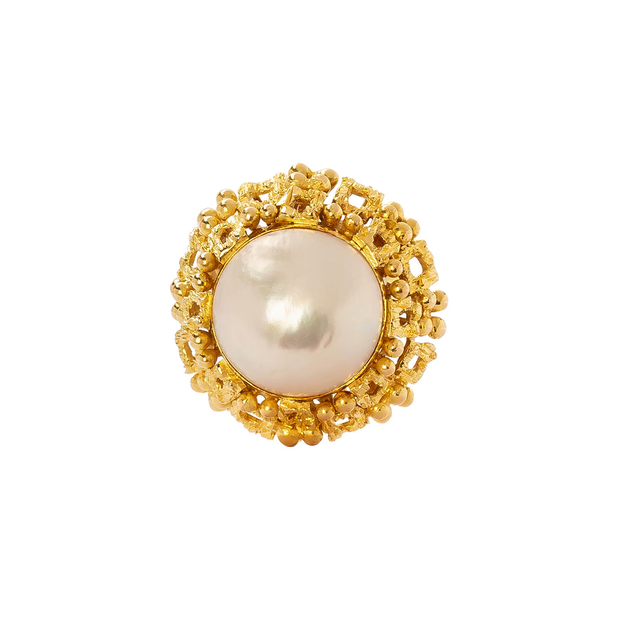 Antique & Vintage Jewelry Pearl Textured Ring - Rings - Broken English Jewelry