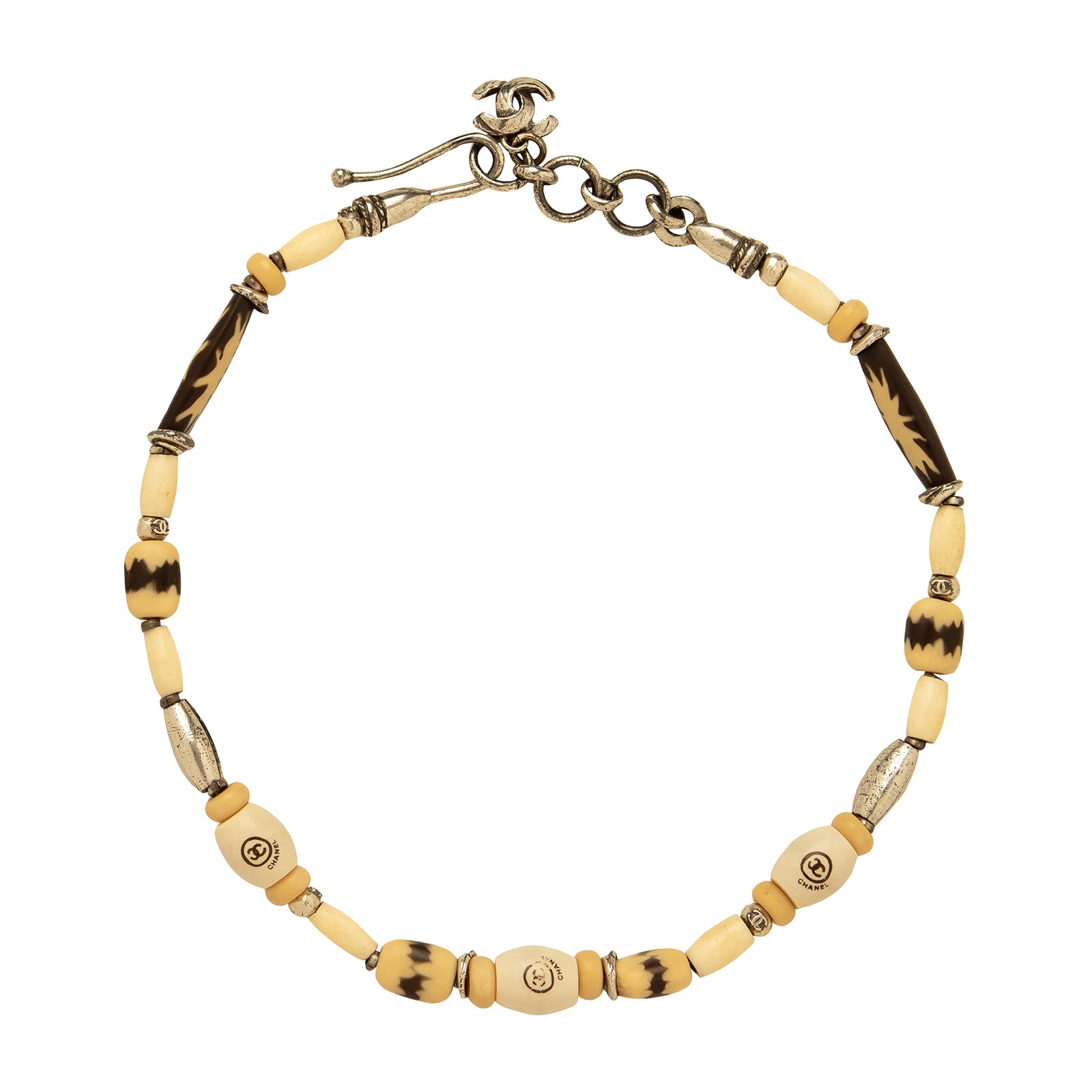 Antique & Vintage Jewelry Chanel Acrylic Beads & Logo Charm