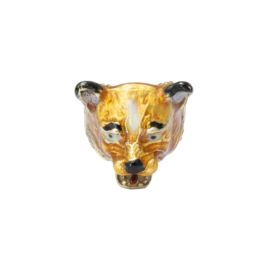 Lion/Dog Ring - Black & Gold Enamel - Main Img