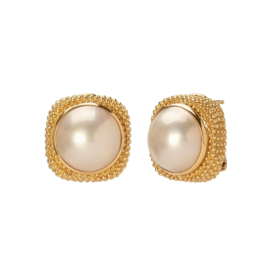 Antique & Vintage Jewelry Mabe Pearl Earrings - Earrings - Broken English Jewelry
