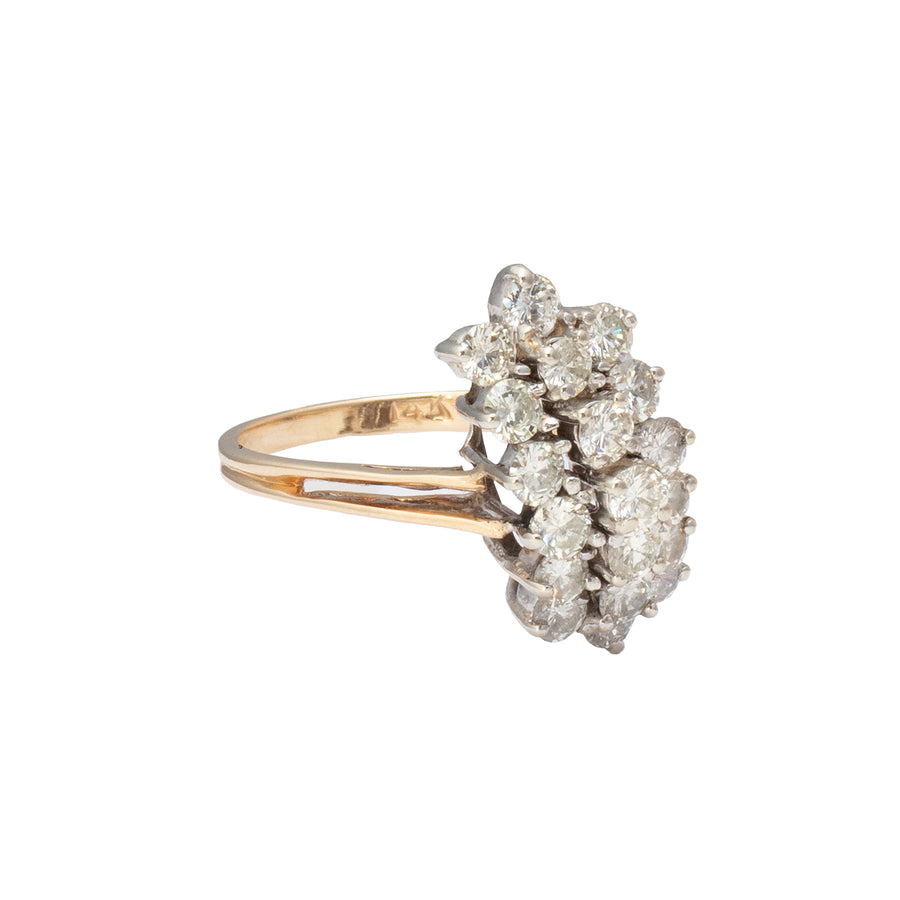 Antique & Vintage Jewelry Arched Triple Row Diamond Split Band Ring - Rings - Broken English Jewelry