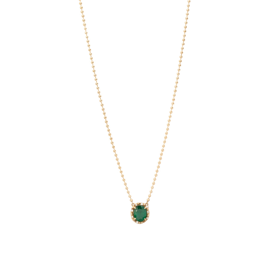 BaYou with Love Oval Emerald and Diamond Water Necklace - Necklaces - Broken English Jewelry